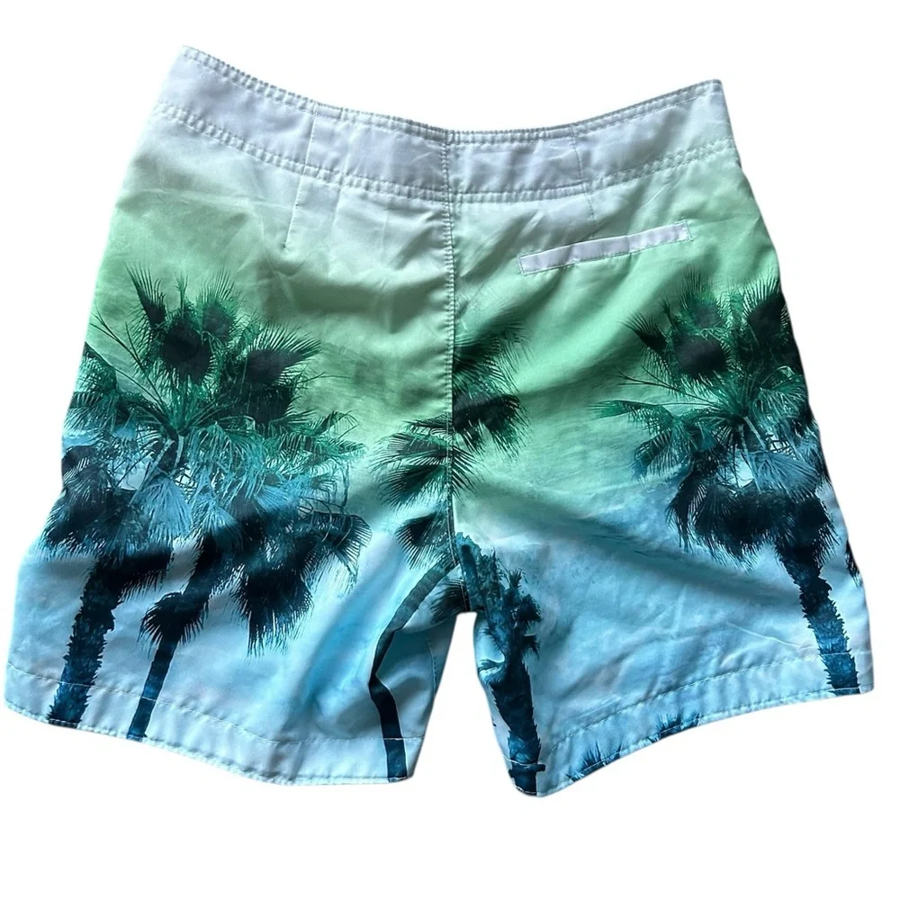 Hollister Swim Trunks. Palm Trees blue green white Size Small Mens